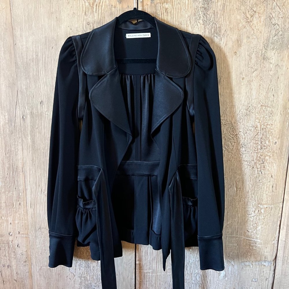 Balenciaga Black Jacket With Tie Waist